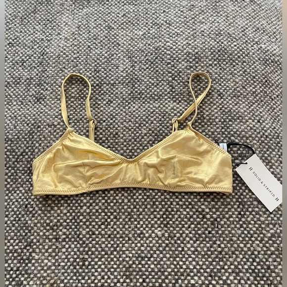 Solid and striped gold bikini top - Picture 1 of 3